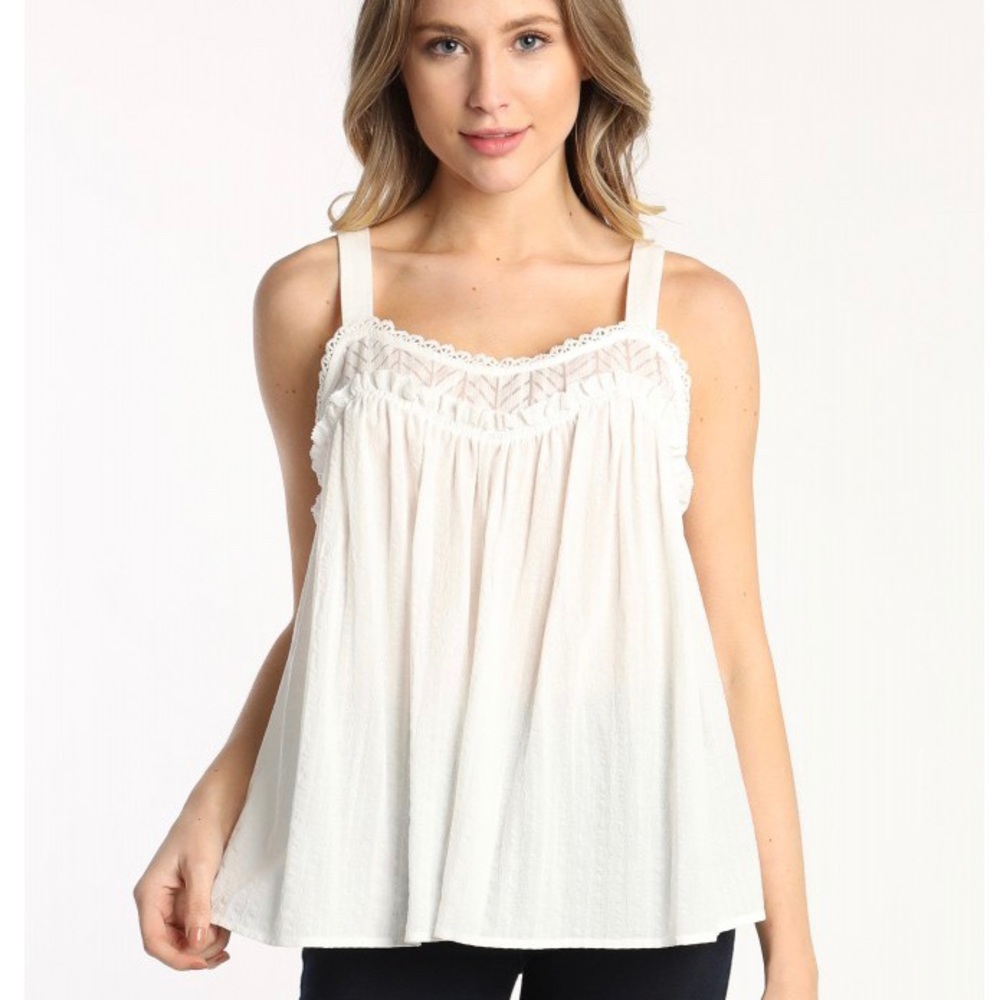 🆕 NWT Textured Cotton Pure White Cami Top